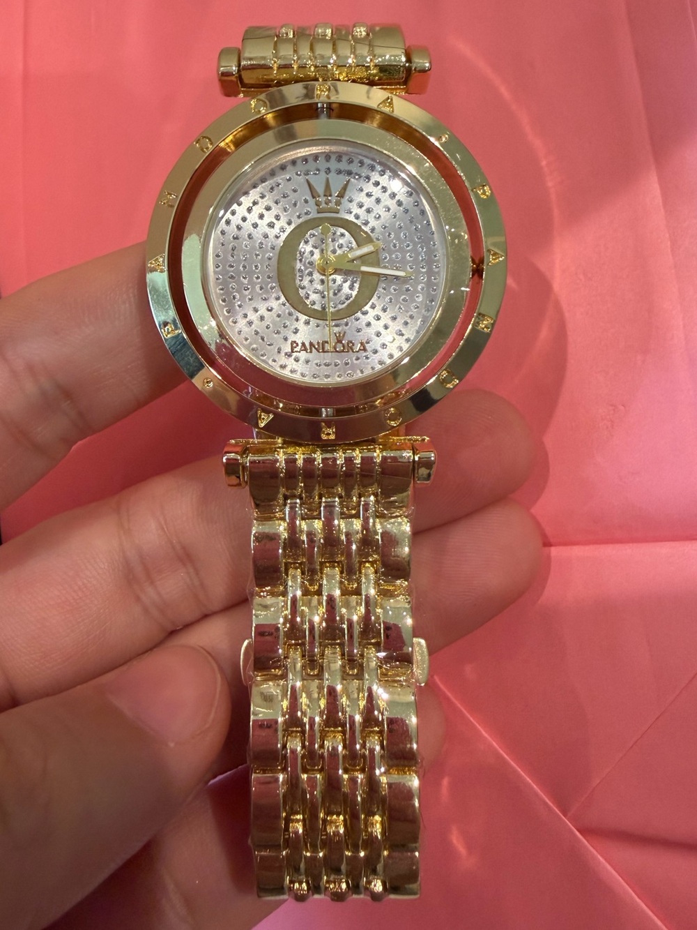 Pandora Gold-Tone Crystal Dial Women's Bracelet Watch